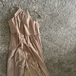 Azazie a2 taupe see through neckline